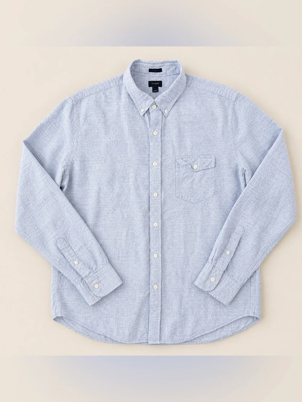 J.Crew Baird McNutt Irish Linen Shirt Mens L Slim Light Blue Button Down